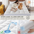 CYMULA Full XL Mattress Topper Waterproof, Cooling Mattress Pad Cover, Extra Thick Pillow Top Mattress Topper with 8-21 Inch Elasticated Deep Pockets, Plush Down Alternative Fill Mattress Protector