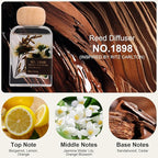 Luxury Hotel Scent Reed Diffuser 100ml (3.38oz) | No.1898 Hotel Collection Diffuser Oil Inspired by Ritz Carlton | Home, Bathroom & Office Decor | Long-Lasting Room Freshener Gift Set