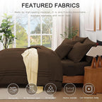 Monbix Queen Comforter Set - 7 Pieces Chocolate Brown Bed in a Bag Queen Bedding Sets with Comforters, All Seasons Down Alternative Comforter Bed Set with Sheets, Pillowcases & Shams