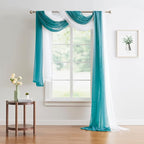 Warm Home Designs 24 Feet Long Green Teal Sheer Window Scarf. These XXL Length Valance Scarves 54 X 288 Inches in Size. Great as Bed Canopy or Wedding Arch Draping Fabric. AM Teal 288"