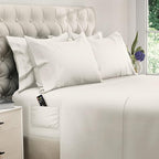 DREAMCARE California King Sheet Sets – 6 pcs Cooling Bed Sheets – up to 21” Deep Cal King Sheets – 2500 Supreme Collection – Extra Soft 100% Brushed Microfiber Hotel Luxury with Side Pocket – Ivory