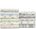 Laura Ashley - Flannel Sheets Twin Size, Anti-Pilling & Wrinkle Resistant Cotton, Touchably Soft for All-Season Comfort - Bed Sheets with Matching Pillowcases & Fitted Sheet (Mulholland Plaid Grey)