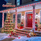 JMEXSUSS 2 Pack Rope Lights Battery Operated Christmas Lights Outdoor Waterproof, Total 200LED 66ft 8Mode Battery Powered String Lights with Remote, Red and White Rope Lights for Christmas Decor
