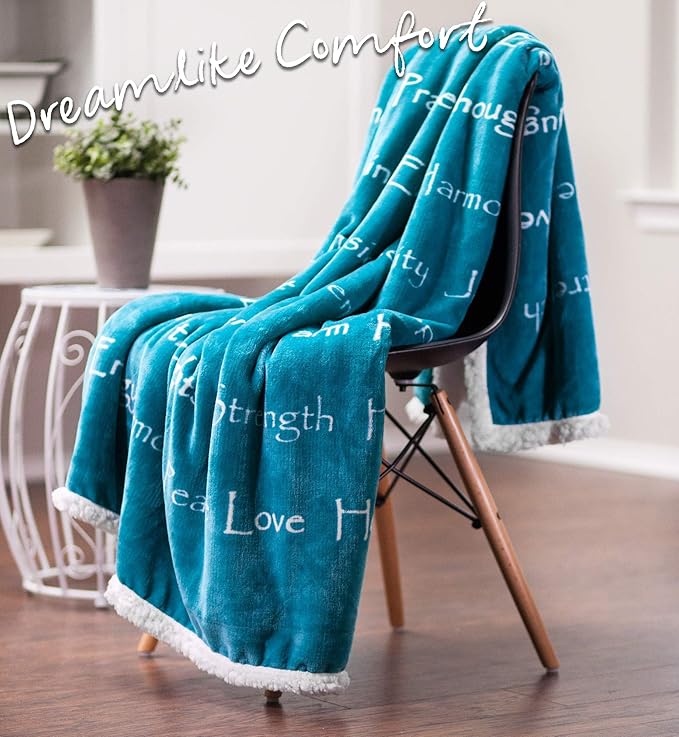 Chanasya Healing Warm Hugs Gift Throw Blanket - Sympathy Gift Cancer Chemo Survivor Get Well Caring Gifts - Comfort Gift Blanket for Love Support Strength - Women Men Friend Grandma - Teal