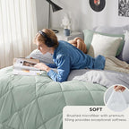 Bedsure California King Comforter Set - 7 Pieces Reversible Sage Green Bedding, California King Size Bed Set for All Seasons, Bed in a Bag with Down Alternative Comforter, Sheets, Pillowcases & Shams