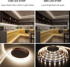 32.8ft COB LED Strip Light White, High Bright LED Strips with 320LEDs, RF Remote and UL Power Supply, 4000K Dimmable LED Lights for Bedroom,Kitchen, DIY Home Decoration, 2 Rolls of 16.4ft