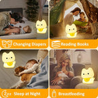 Attivolife Cute Cat Night Light for Kids, Animal Kitty Silicone Touch LED Lamp with Dimmable Timer, USB Rechargeable Toddler Feeding Bedroom Bedside Decor Birthday Xmas Gifts for Girls Baby
