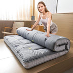 MAXYOYO Grey Triangle Futon Mattress, Japanese Floor Mattress Quilted Bed Mattress Topper, Extra Thick Folding Sleeping Pad Breathable Floor Lounger Guest Bed for Camping, Queen Size