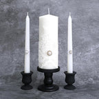 Black Unity Candle Holder - Glass Candle Holders for Pillar Candles Taper Candles, Glass Candlestick Holders Set of 3, Decorative Clear Glass Candlestick Holder for Wedding Church Centerpiece