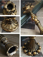 Vintage Candlestick Holder for Taper，Resin Candle Holder Antique Bronze，Decorative for Home Decor Centerpiece for Wedding Party, Wedding Anniversary Decoration，Set of 4(AABC)