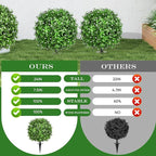 23" Set of 2 Artificial Boxwood Topiary Ball with Spikes Gypsophila Flowers for Outdoor, UV Resistant Faux Greenery Shrubs, Realistic Fake Bushes Plants for Garden, Yard, Front Porch, Patio Decor