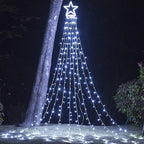 FUNIAO (Upgraded) Christmas Decoration Outdoor Star String Lights, 320 LED Christmas Tree Topper Lights with 12" Lighted Star for Halloween Christmas New Year Holiday Garden Yard (White)
