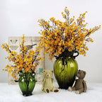 JAKY-Global Babys Breath Fabric Cloth Artificial Flowers 9 Bundle European Fake Silk Plants Decor Wedding Party Decoration Bouquets Real Touch DIY Home Garden (Yellow Orange 9pcs)