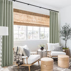 RYB HOME Linen Sheer Curtains and Drapes for Living Room and Dining Room 72 inches Length, Breathable Back Tab/Rod Pocket Semi Sheer Curtains, Sage Green, W 52 x L 72 inches, 2 Panels Set