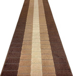 Custom Size Modern Geometric Pattern Carpet Runner Rug for Hallways, Slip Resistant Latex Rubber Backed, 31 inch Wide X Customized Length, Squares Brown, 31 inch X 3 feet, Doormat Size