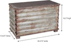 Household Essentials Decorative Trunk, Rustic, Small, Wood Frame and Metal Siding, Spacious and Handmade, Fully Opening Lid, Black Interior, Driftwood and Silver