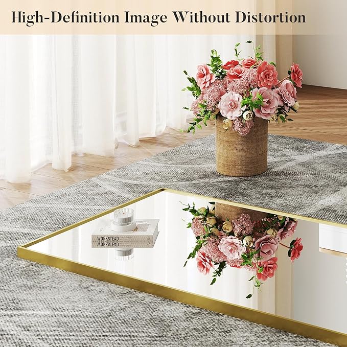 DUMOS Wall-Mounted Full Length Mirror 59"x 17" for Bedroom, Full Body Floor Mirror with Stand, Hanging or Leaning for Wall, Gold