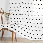 MYSKY HOME 45 Inches Black Pom Pom Sheer Curtains, 2 Panels, 52"W x 45"L, Bedroom, Kitchen, Nursery Room, Rod Pocket, Modern, Unisex, Halloween, Art, Polyester, Sheer, 2 Count