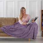 Tuddrom Decorative Extra Soft Faux Fur Blanket Twin Size 70" x 78",Solid Reversible Fuzzy Fluffy Plush Fleece Comfy Microfiber Blanket for Couch Sofa Bed,Patrican Purple