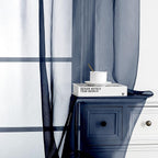 OWENIE Blue Sheer Curtains, Sheer Curtains 63 inch Length 2 Panels Set, Rod Pocket Voile Fimly Sheer Drapes for Living Room/Bedroom, 2pcs, Each 42" W x 63" L, Navy Blue