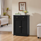 Yaheetech Bathroom Storage Cabinet with 1 Drawer and 2 Doors, Bathroom Floor Cabinet with Adjustable Shelf, Wooden Storage Units for Living Room, Entryway, Small Space, Black
