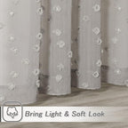 MYSKY HOME Pom Pom Grey Sheer Curtains for Bedroom Girls Room Curtains 63 inch Length for Nursery Kids Light Filtering Boho Window Drapes, Rod Pocket, 52" Wide, 2 Panels