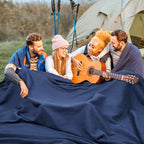 PHF 100% Cotton Waffle Weave Family Blanket,Oversized King Size 120"x 120"-Pre-Washed Snag Proof Lightweight Breathable, 10'x 10' Huge Extra Large Big,Home Decoration Gift-Navy Blue/Bright Blue