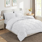 CozyLux Queen Comforter Set White - Bed in a Bag Queen Size 7 Pieces, Luxury Soft Bed Set for All Seasons, Bedding Set with Down Alternative Comforter, Sheets, Pillowcases & Shams