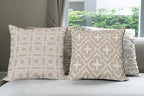 Ambesonne Vintage Throw Pillow Cushion Case Pack of 4, Monochrome Design Grid Trellis Quatrefoil Mesh and Dahlia Flowers Modern Print, Modern Accent Double-Sided Digital Printing, 20", Tan and White