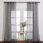 NICETOWN Sheer Curtains 120" Extra Long Voile Texture, Grommet Top Soft Voile Texture Window Draperies Lightweight & Airy Panels for Living Room/Bedroom, 108" Wide Total 2 Pieces, Dark Grey