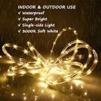 LED Rope Lights, 16.4ft Waterproof Strip Light, 3000K Soft White, Flexible Indoor Outdoor Decorative Lighting for Home Christmas Holiday Garden Patio Party