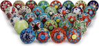 Cabinet Multicolor Assorted Ceramic Drawer Pull Handle Kitchen Cupboard Wardrobe Knob Boho Room Decorative Furniture Hardware Dresser Drawers Knobs-Pack of 6