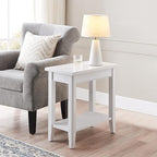 Leick Home Laurent End Table, Solid Wood, Bottom Display Shelf, Narrow, Easy-Assembly, for Living Room/Bedroom, White, 24.0 in. L x 12.0 in. W x 24.0 in. H, 10505-WT
