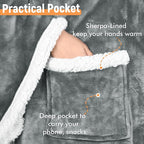 Catalonia Sherpa Wearable Blanket with Sleeves & Foot Pockets for Adult Women Men, Comfy Snuggly Wrap Sleeved Throw Blanket Robe, Gift Idea, Grey