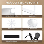 Vanity Makeup Mirror with Lights,3 Color Lighting Modes Detachable 10X Magnification Mirror Touch Control,360°Rotation, White (14.6Inch)