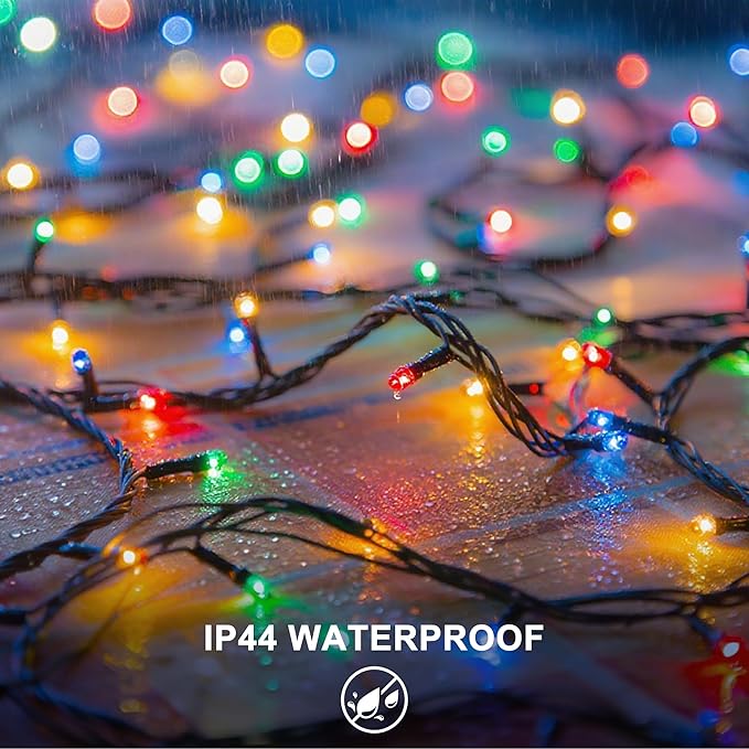 RPGT Christmas Light 100 LEDs 41ft Green Cable Wire Fairy String Twinkle Lights Plug in 12 Modes for Xmas Tree, Party, Indoor,Outdoor, Garden, Wedding, Home Decoration (Multi Color)