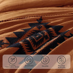 MaiRêve California King Comforter Set Burnt Orange, Embroidery Western Bedding Set Boho 7 Pieces, Farmhouse All-Season Bed in A Bag with Sheets, Pillowcases & Shams