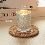 Homemory 12 Pack Silver Glass Votive Candle Holders, Tealight Candle Holder, Vintage Candle Holders Bulk for Table Centerpieces, Christmas, Baby Showers, Birthday, Wedding, Party