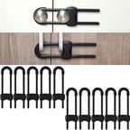 Jetec 10 Pieces Cabinet Locks for Babies, U-Shaped Proofing Drawers Safety Child Locks Adjustable, Easy to Use Childproof Latch for Knob Handle on Kitchen Door Storage Cupboard Closet (Black)