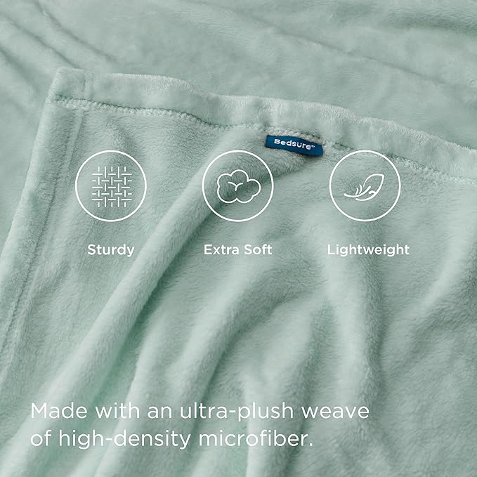 Bedsure GentleSoft Twin XL Fleece Blanket Dorm Bedding - Lightweight Soft Cozy Blankets for Bed, Sofa, Couch, Travel, Camping, Sage Green, 66"x90"
