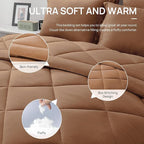 Love's cabin Twin Comforter Set Mocha Mousse, 5 Pieces Twin Bed in a Bag, All Season Bedding Sets with 1 Comforter, 1 Flat Sheet, 1 Fitted Sheet, 1 Pillowcase and 1 Pillow Sham