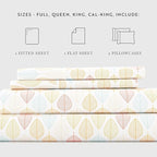 Linen Market Double-Brushed Patterned Microfiber California King Sheet Set 4 Piece – OEKO-TEX Certified Ultra Soft & Wrinkle-Free - 16" Deep Pocket Sheets Easy Care Cal-King Size - Fall Foliage Yellow