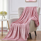 Walensee Fleece Blanket Plush Throw Fuzzy Lightweight (Queen Size 90x90 Blush) Super Soft Microfiber Flannel Blankets for Couch, Bed, Sofa Ultra Luxurious Warm and Cozy for All Seasons