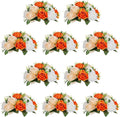 NUPTIO Flower Ball Arrangement Bouquet - 10 Pcs 9.5 inch Diameter Orange Fake Flowers Roses Balls for Centerpieces Tables - Artificial Rose Arrangements for Wedding Centerpiece Table Decorations