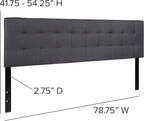 Flash Furniture Bedford Tufted Upholstered King Size Headboard in Dark Gray Fabric