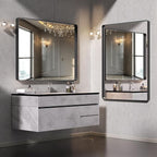 Hasipu Black Bathroom Mirror for Wall, 55 x 36 Inch Metal Framed Bathroom Mirrors for Over Sink, Rectangle Bathroom Vanity Mirror, Anti-Rust, Tempered Glass, Horizontal or Vertical