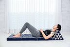 Leewadee - Comfortable Japanese Floor Mattress - Thai Floor Bed with Triangle Cushion - Futon Mattress - Thai Massage Mat, 67 x 21 inches, Blue White, Kapok Filling