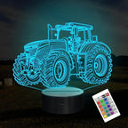 Attivolife Tractor 3D Illusion Night Lamp, 16 Color Changing Dimmable Hologram Lighting, Timer Toy USB Charge Table Desk Bedroom Decoration Creative Gift for Kid Boy with Remote Control