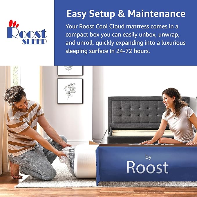 ROOST SLEEP Memory Foam Mattress, 12-Inch Full – Cool Cloud Gel Foam Bed with Plush Support, Pressure Relief & Breathable Comfort – Ideal for All Sleep Positions