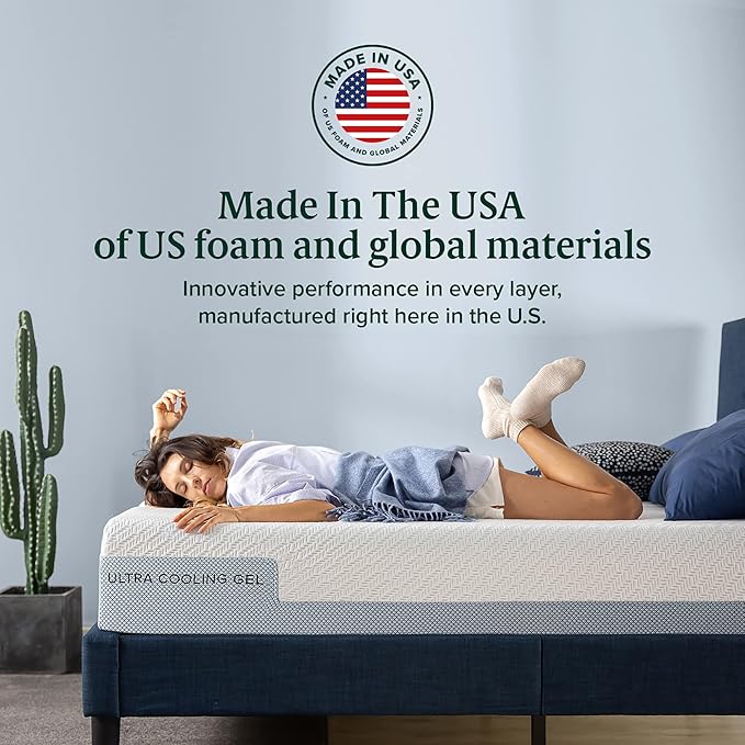 ZINUS 8 Inch Ultra Cooling Gel Memory Foam Mattress, Twin, Cool-to-Touch Soft Knit Cover, Pressure Relieving, CertiPUR-US Certified, Mattress in A Box, All-New, Made in USA